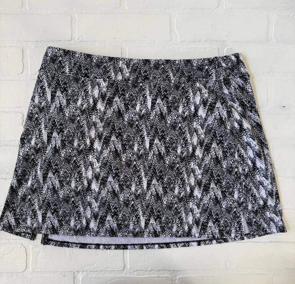 Tranquility By Colorado Clothing Black White Stretch Athletic Skirt Skort -sz L